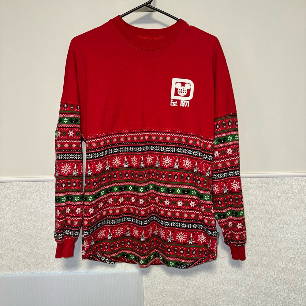 Walt Disney Parks Spirit Jersey Rare XS Authentic Red Christmas 2018 Women’s - Picture 2 of 16